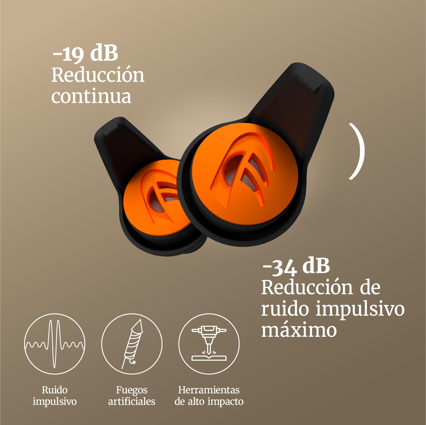 DYNAMIC ear filter Protección Auditiva Reutilizable para Deportes de Tiro, Caza, Industria y Fuegos Artificiales - Cómoda debajo de las Orejeras - Tapones para los Oídos en 4 Tamaños - ANSI IPIL