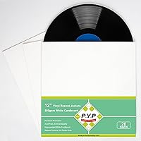 Vista 7 de 100 fundas interiores de vinilo de 12 pulgadas, hechas de papel kraft blanco pesado, cubiertas de álbum con esquinas redondas para 33 RPM, agujero