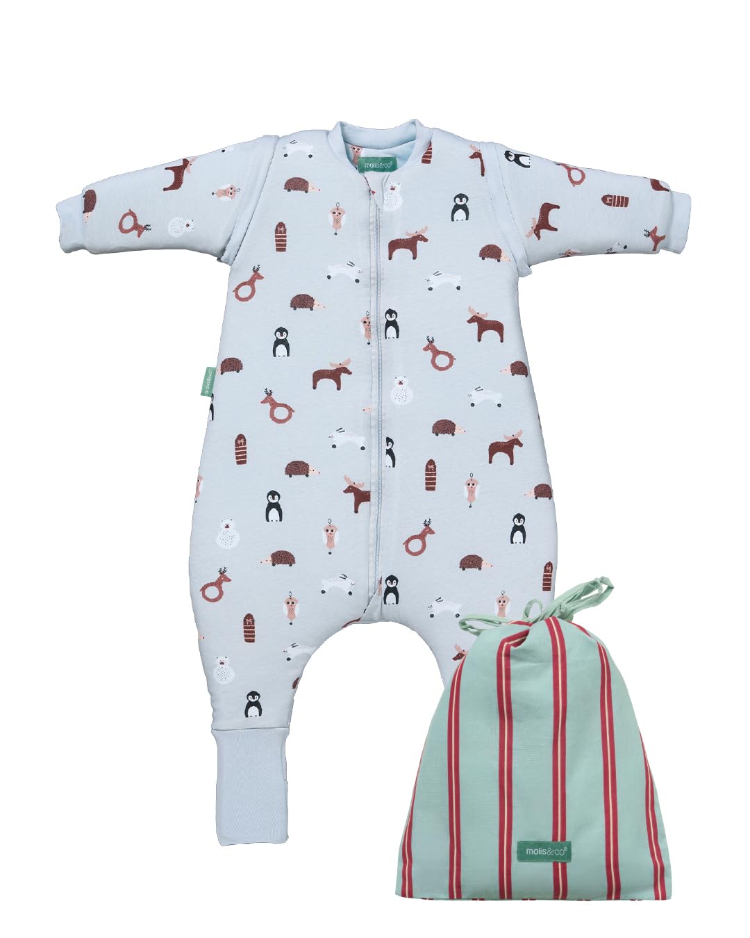 Molis & Co Winter Animals Molis&Co - Baby Sleeping Bag With Sleeves And Non-Slip Socks Tog 2.5 - Toddler Sleeping Bags 2.5 Tog - Baby Wearable Blanket For Infants & Toddlers - 100% Cotton (Oeko-Tex) (, 3Y)