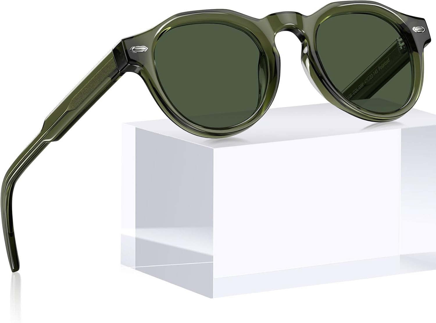 AVAWAY Polarized Mens Sunglasses Round, Italian Acetate UV Protection Retro Small Sun Glasses Fashion Shades AV2136