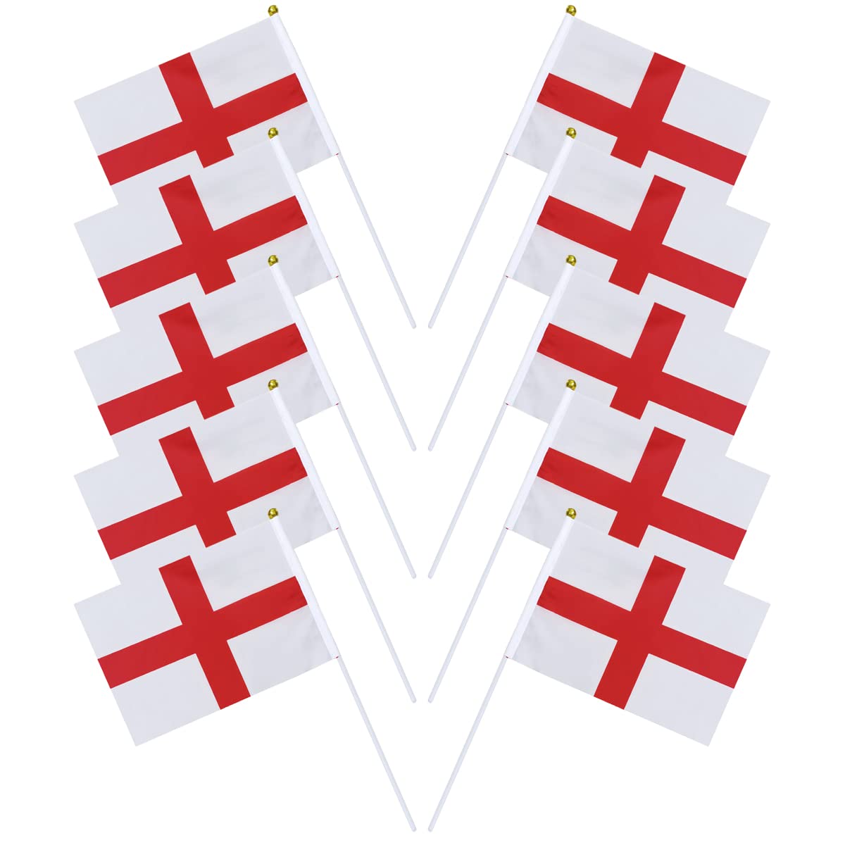 England Flag Small on Stick, 10 Piece 5.5 X 8.3in Polyester England St