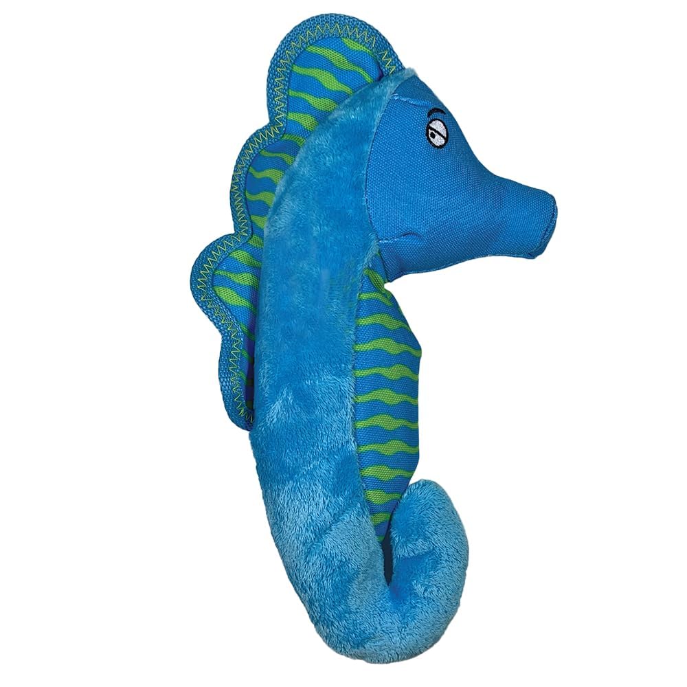 Spunky Pup Clean Earth Recycled Seahorse Dog Toy | Made from 100% Recycled Water Bottles | Eco-Friendly | Squeaker | Plush Toy for Small to Medium