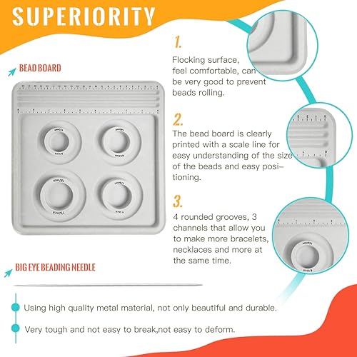 Miniatura 2 de hobbyworker The Bead Boards - Herramienta de medición de pulsera, 4 ranuras redondas para pulseras de joyería, collares, suministros de fabricación