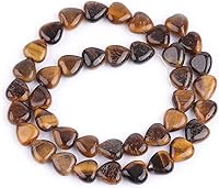 Vista 1 de GEM-Inside - Dijes de corazón de 0.394 pulgadas (0.394 in) con piedras preciosas de ojo de tigre amarillo natural para fabricación de joyas, hilo