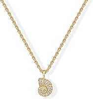 PAVOI 14K Gold Plated Conch Seashell Pendant Necklace for Women - Dainty Rope Chain Beachy Summer Jewelry