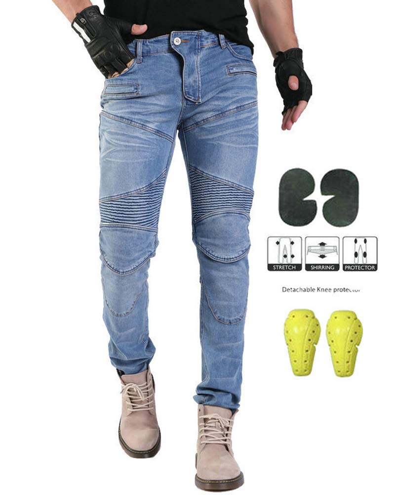 Męskie wyposażenie motocyklowe motocyklisty Denim spodnie dżinsowe Horn Cargo, niebieskie, 2XL