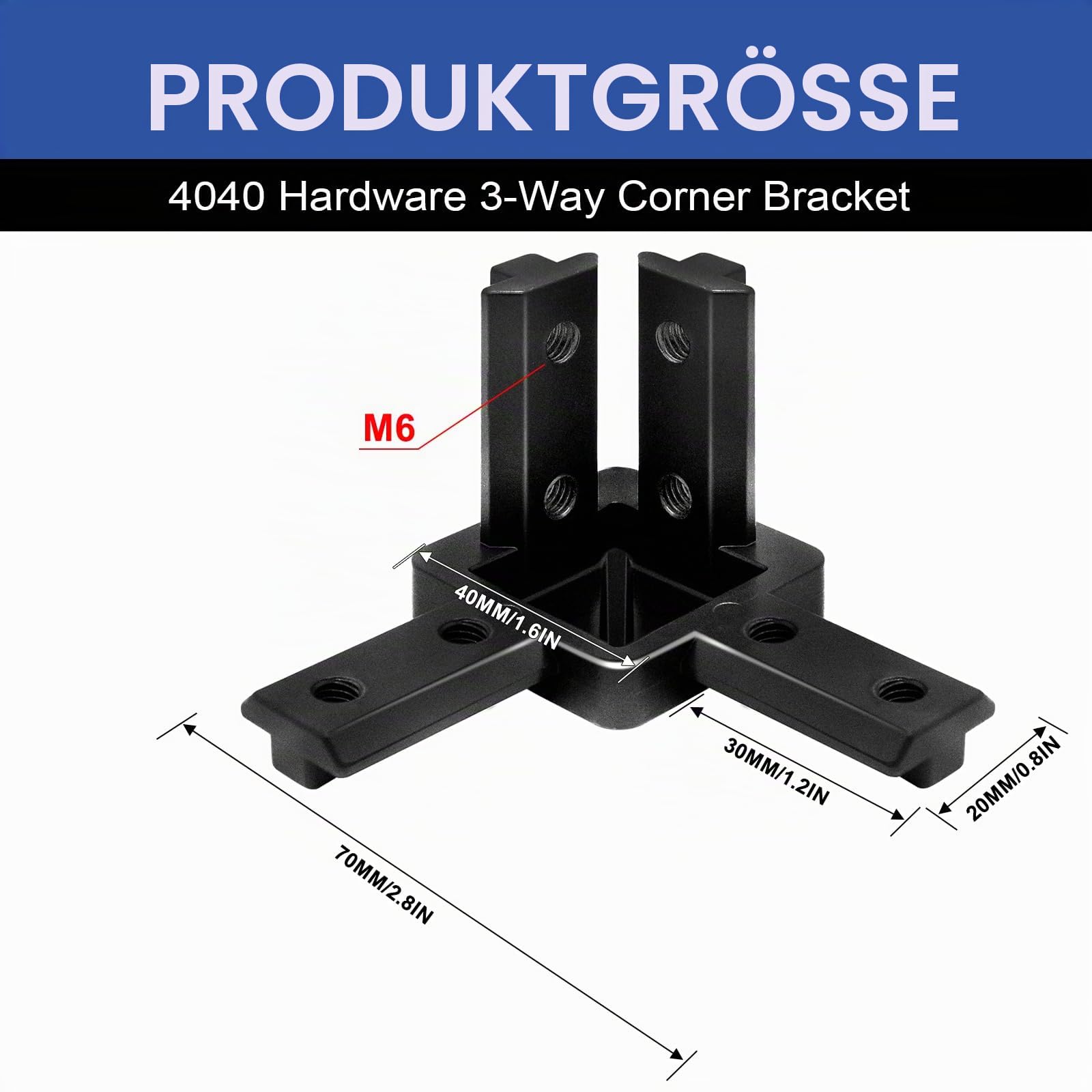 3-Wege Eckverbinder Profilverbinder 4040 Schwarz 12 Stk Europäisch Standard für 40x40 Aluminium Extrusion Profil