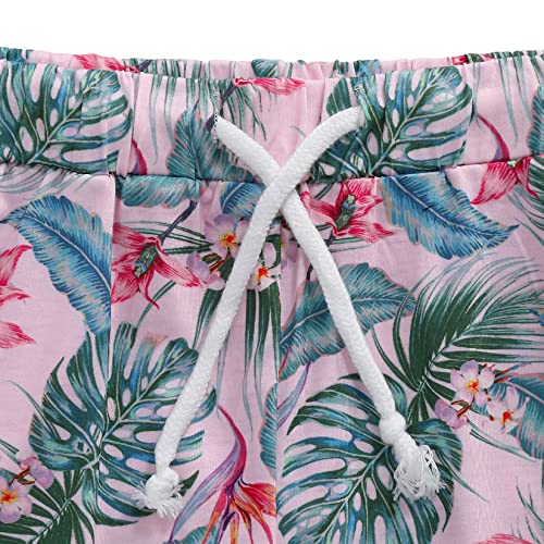 Image of GERU Boy Shorts Sets Hawaiian Outfit Kid Leaves Floral Short Sleeve Shirt Top+shorts Suits