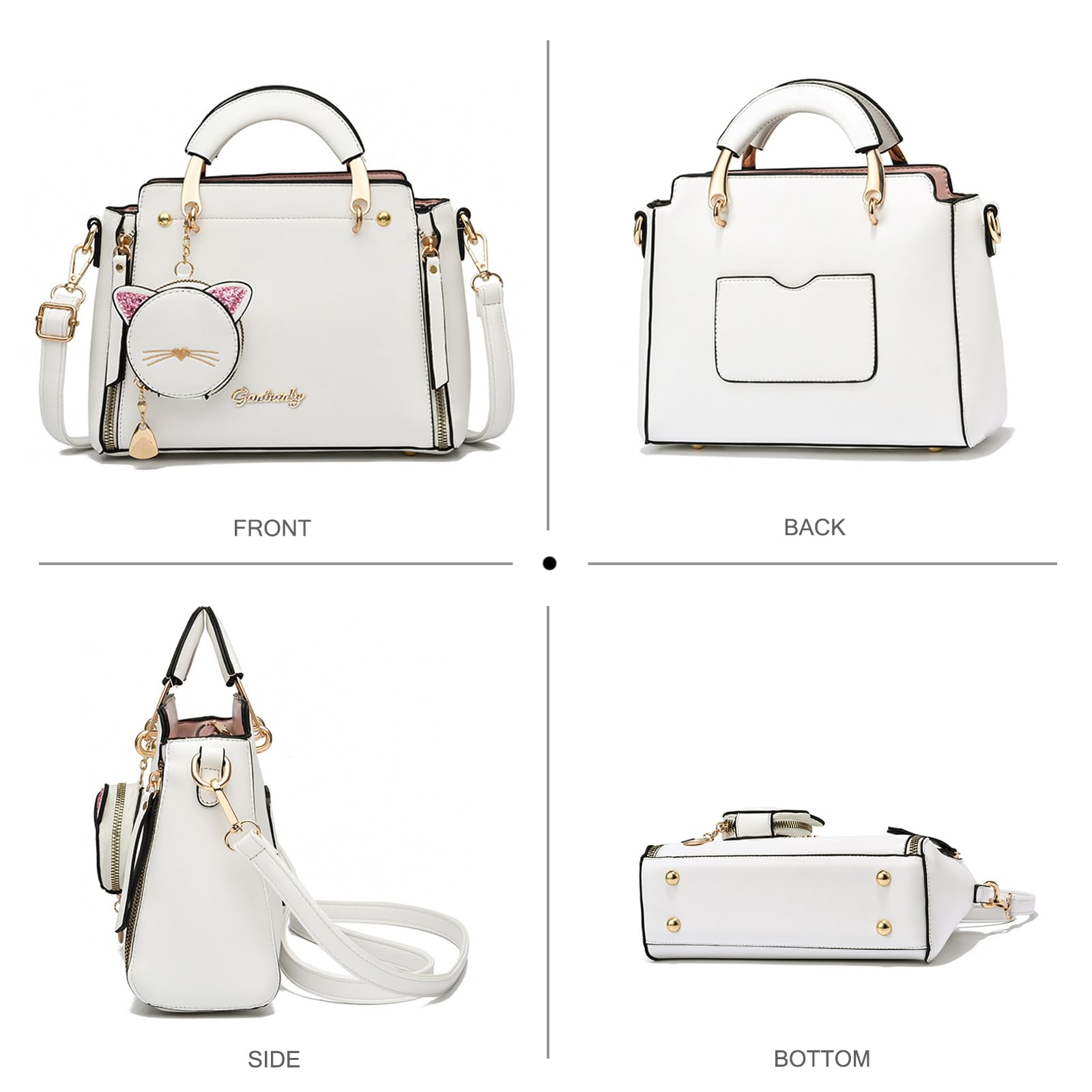 NICOLE & DORIS Frauen Umhängetasche Klein Tasche Mode Handtaschen Damen Kuriertaschen Handytasche Mädchen Crossbody Schultertaschen mit Geldbörse Weiß