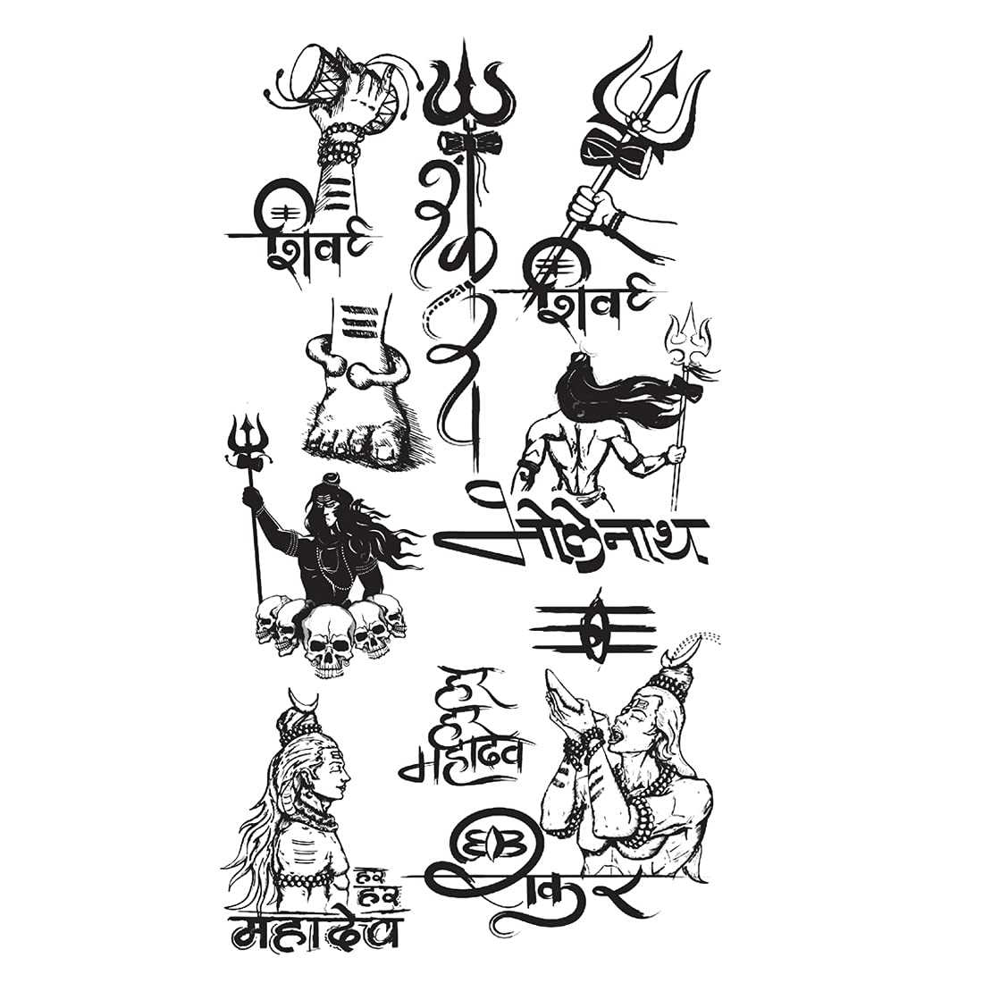 ORDERSHOCK Om Namah Shivay Mahadev Temporary Tattoo Stickers for Male and Female - Fake Body Art-picture-28