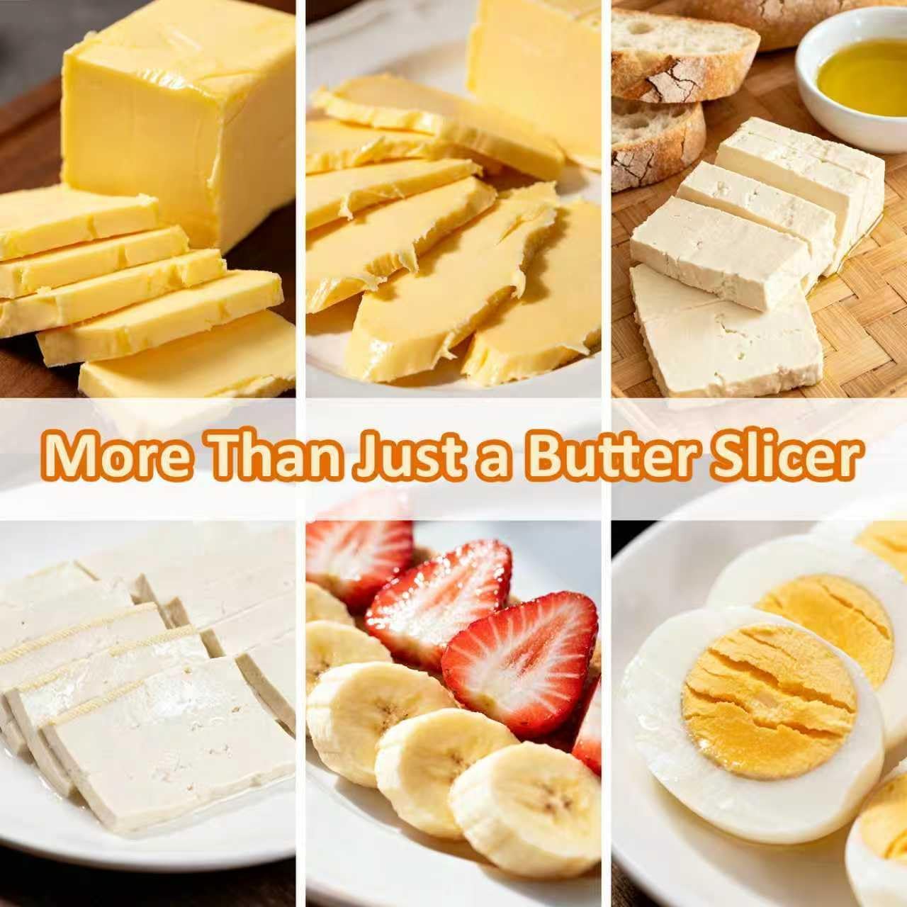 Butter Cutter Slicer, Adjustable Thickness, 1-Click Butter Dispenser&Keeper