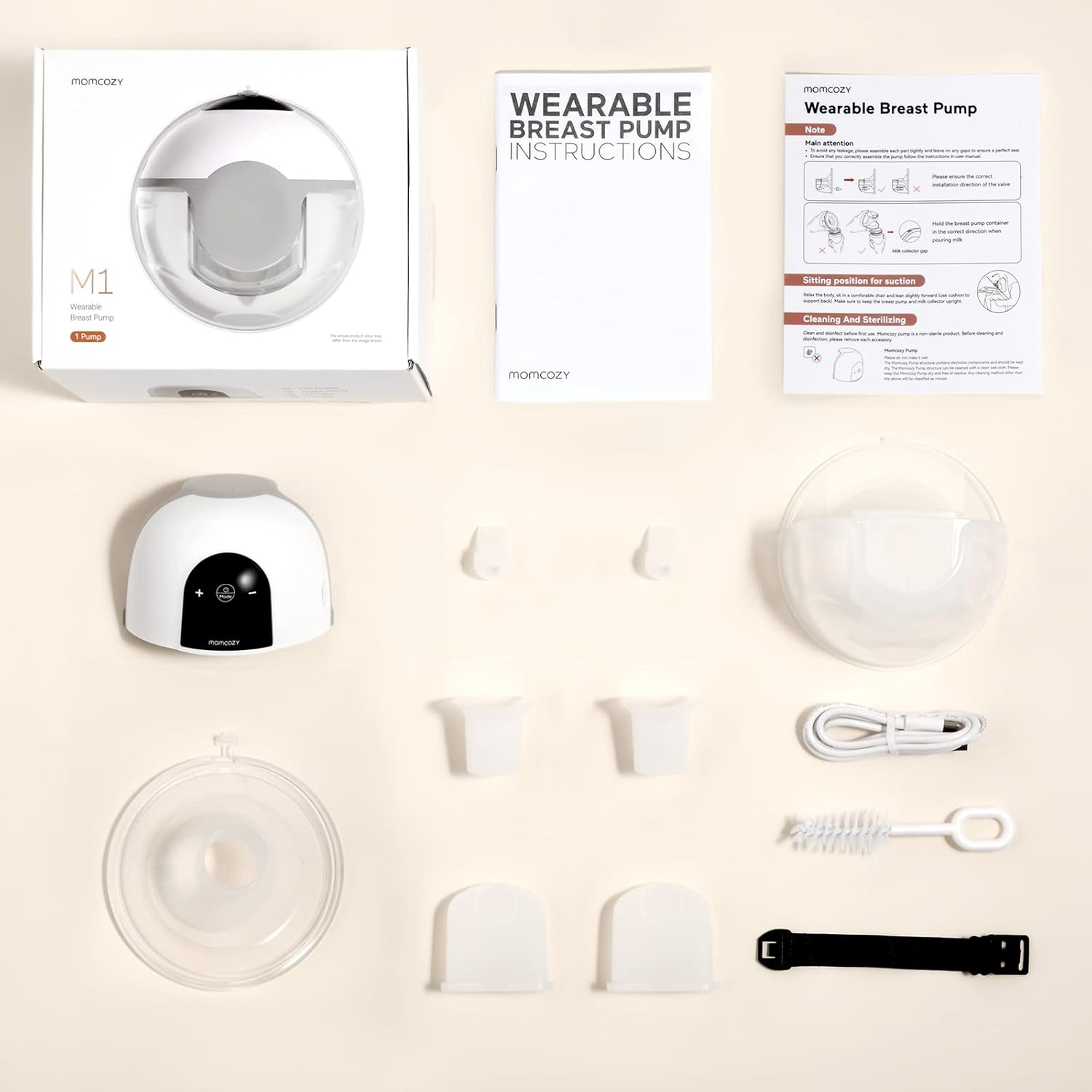 Momcozy Wearable Breast Pump M1, Portable Electric Breast Pump with 3 Mode & 9 Levels, Low Noise & Hands-Free Breast Pump, All-in-one Breastfeeding Breastpump Can Be Worn in-Bra, 27mm (1 Count, Gray) : Baby