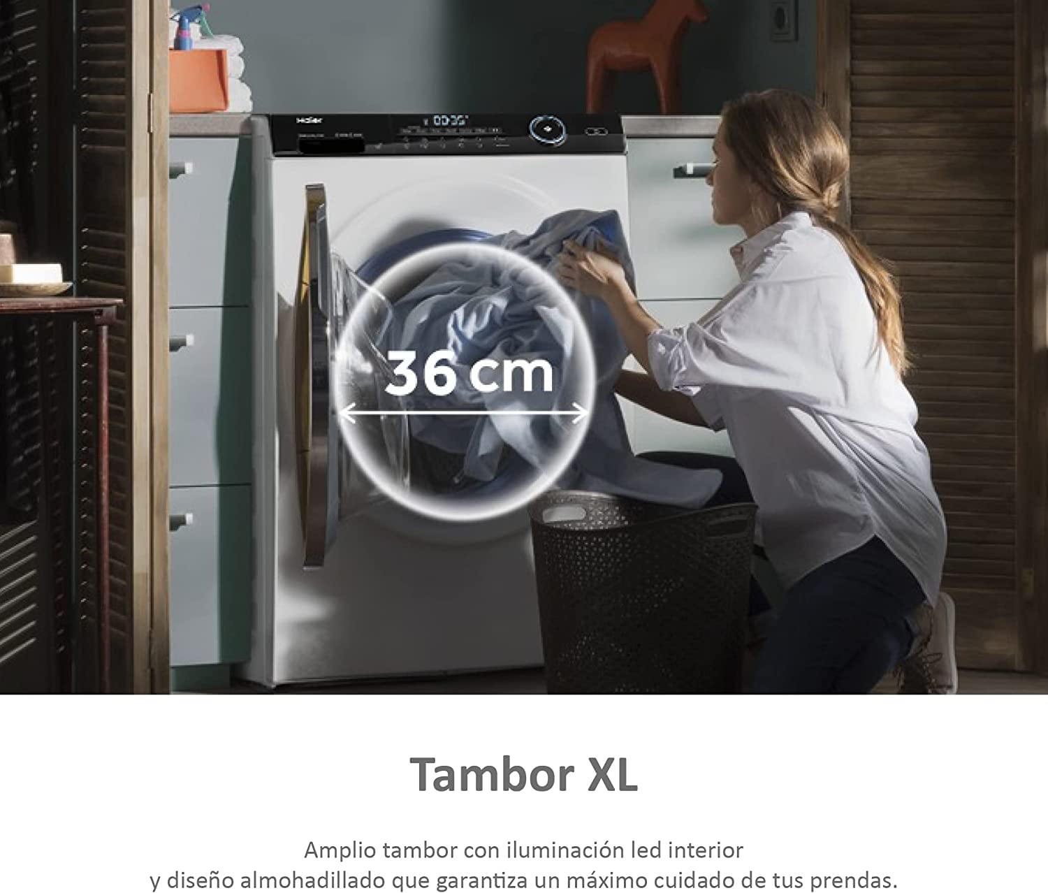 Haier I-PRO SERIES 7 - HD100-A2979-S, Secadora bomba de calor 10 kgs, Tambor XXL con led, 14 programas, i-Time, i-Refresh (microvapor), Antiarrugas, 67dba, A++