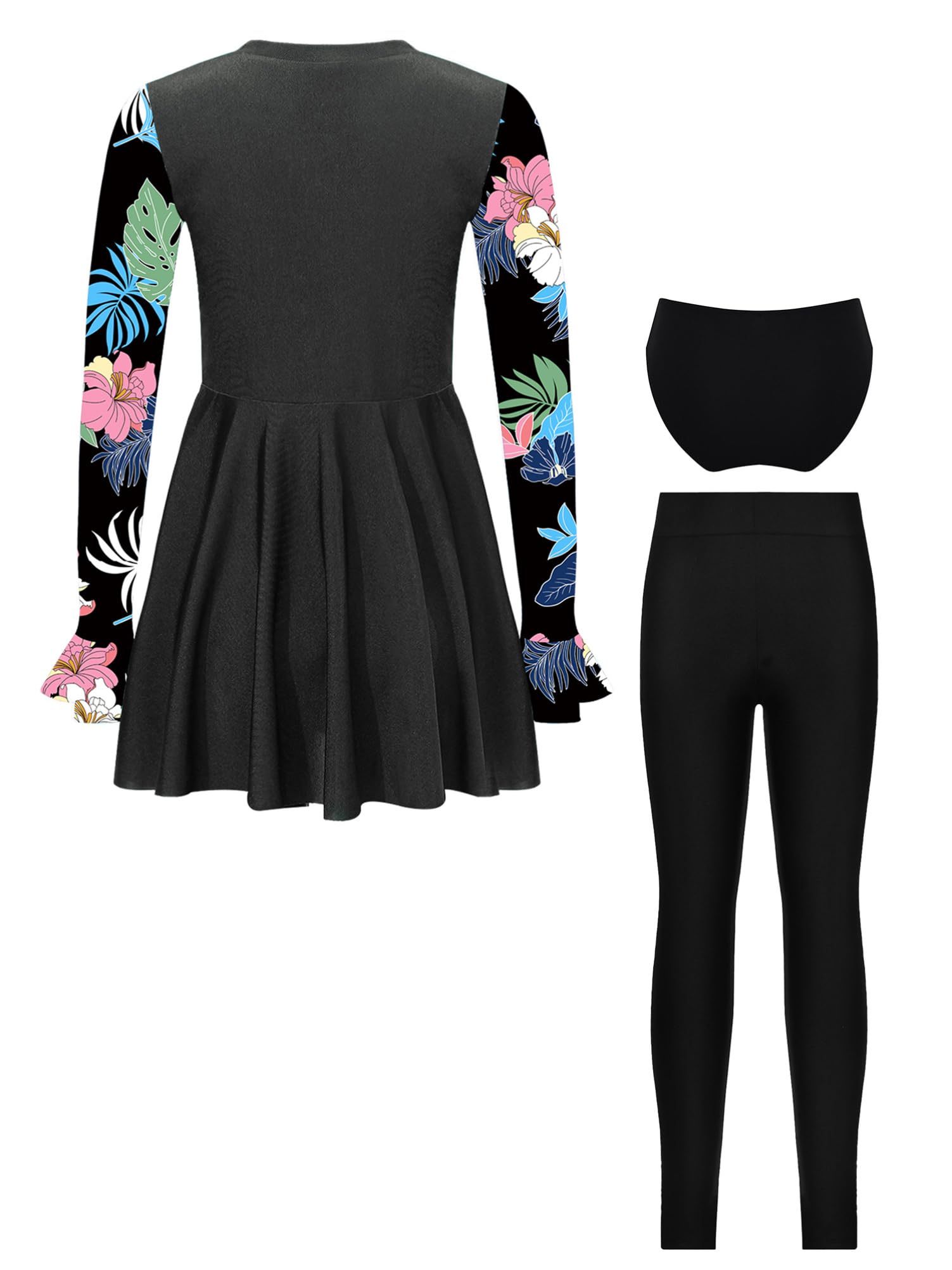 Alvivi Maillots De Bain 2 Pièces Fille Enfant Musulman Robe Manches Longues Anti UV Été Burqini Burkini Robe Et Legging Swimsuit 5-16 Ans