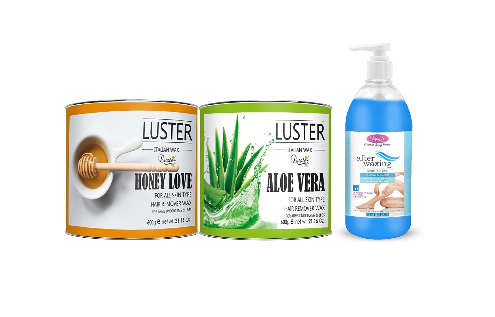 Luster Honey Love | Aloe Vera | Hair Removal Hot Wax | After Waxing Soothing Gel | Waxing Combo | Face, Bikini, Complete Body Wax | For Women & Men | Paraben & Sulphate Free-image-17