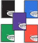 Top Flight Standards 5-Subject Wirebound Notebook, 180 Sheets, 3-Hole Punched, Wide Rule, 10.5 x 8 Inches, 1 Notebook, Color May Vary (31414)