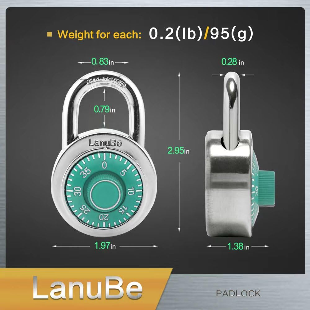 LanuBe Candado de combinación de esfera estándar, paquete de 48 unidades