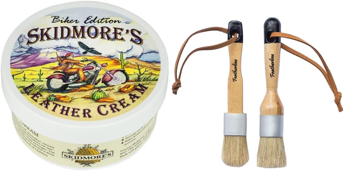 Skidmore's Biker Edition Leather Cream + Featherline Applicator Brushes