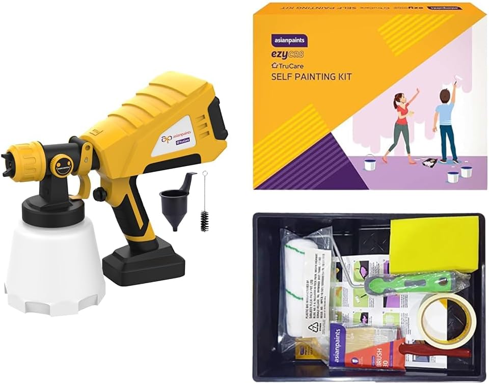 Asian Paints Trucare Paint Sprayer 750W with 950 Ml Container|Electric Paint Sprayer with 2M Long Ca