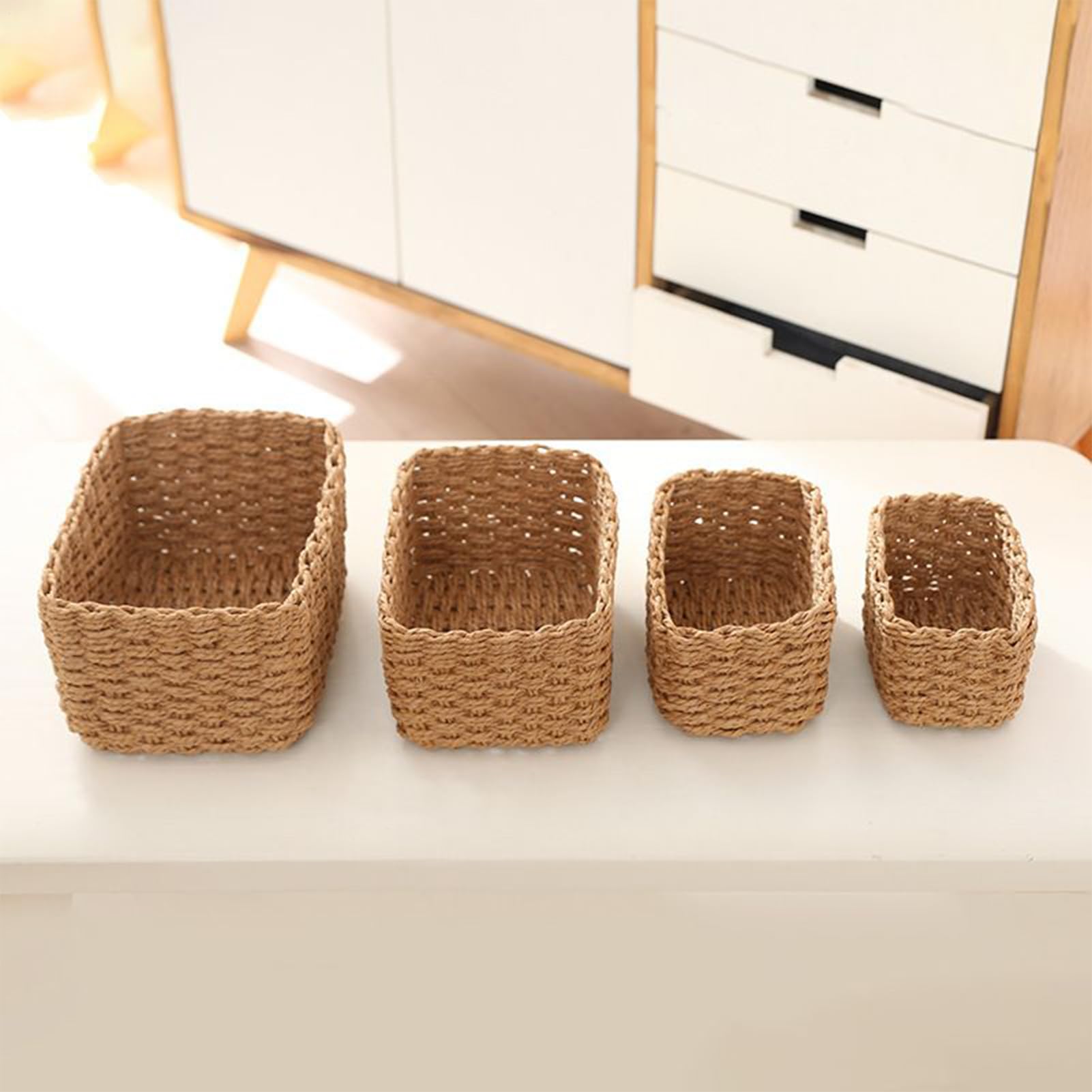 Set 4 Cestini In Tessuto Con Manici Pieghevoli - Dimensioni Variabili (max 25x19x12.5 Cm), Organizzatore Per Casa, Scuola, Ufficio | Per Giocattoli, Coperte, Libri, Oggetti Vari