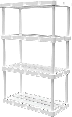Miniatura 1 de Gracious Living Knect-A-Shelf - Unidad de almacenamiento ligera ventilada de 4 estantes de 24 x 12 x 48 pulgadas, sistema organizador para el hogar,