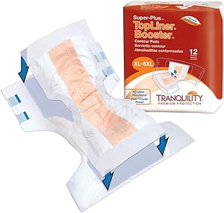 Tranquility TopLiner Disposable Absorbent Booster Contour Pads for Bowel Incontinence - Super-Plus (32" x 14") - 12 ct