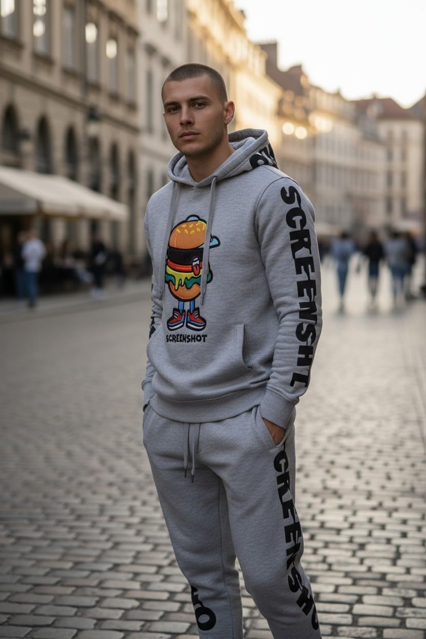 SCREENSHOT Mens Urban Hip Hop Premium Fleece Hoodie - Modern Pullover NYC Street Fashion Urbanwear Hooded Sweatshirt