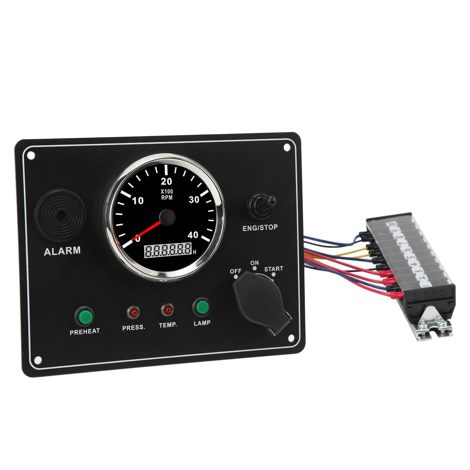 Panel de Instrumentos para Barco, Multifunción, 4000RPM, Retroiluminado Rojo, Panel de Interruptor RV, Función de Alarma, Yate Marino (12V)