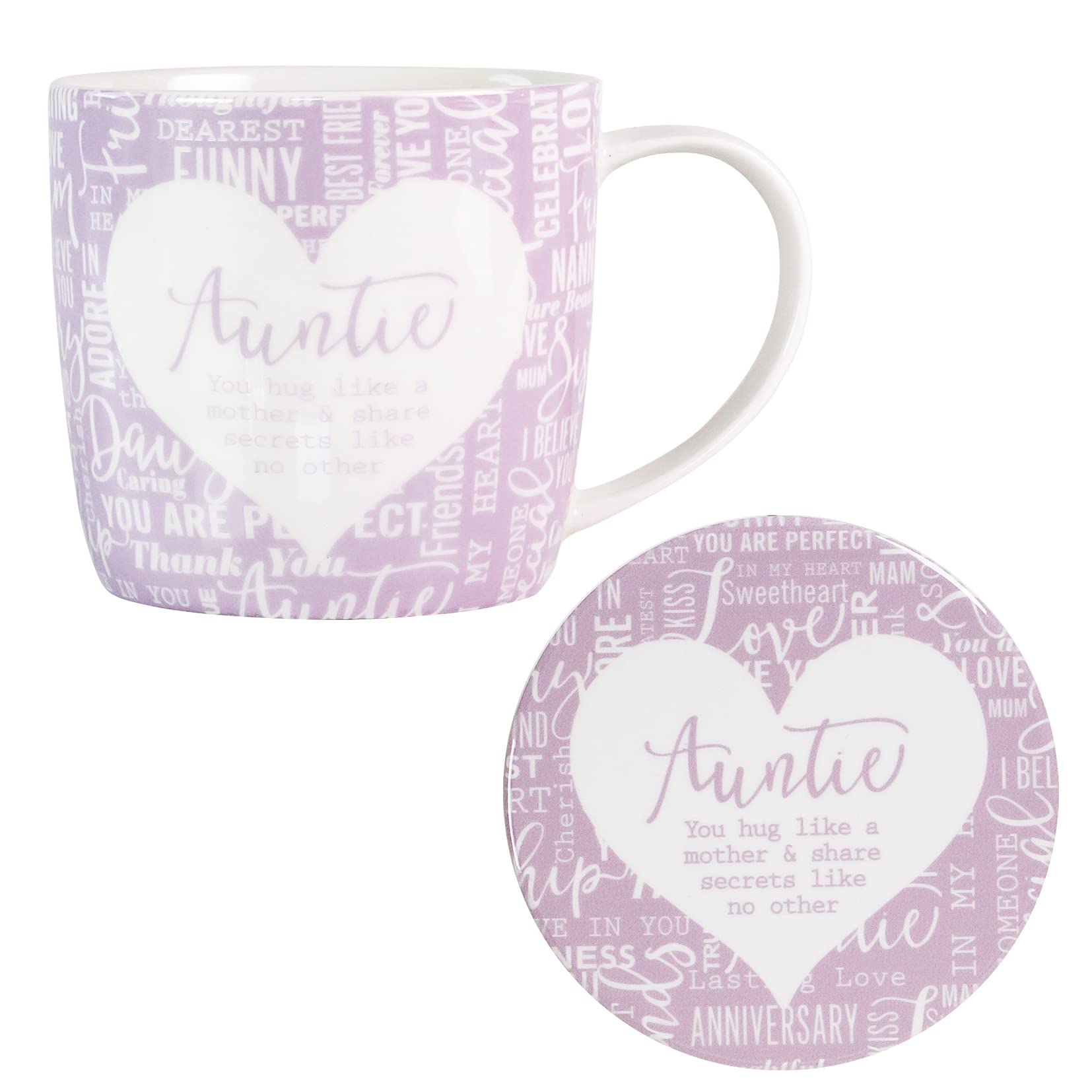 Said With Sentiment  7150 - Auntie Mug & Coaster - Purple