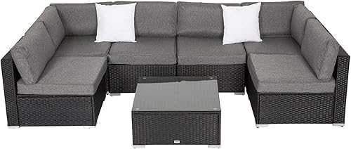 Miniatura 9 de 7 fundas de repuesto para sofá de mimbre para patio al aire libre, lavables, fundas de repuesto para asiento y respaldo, gris oscuro