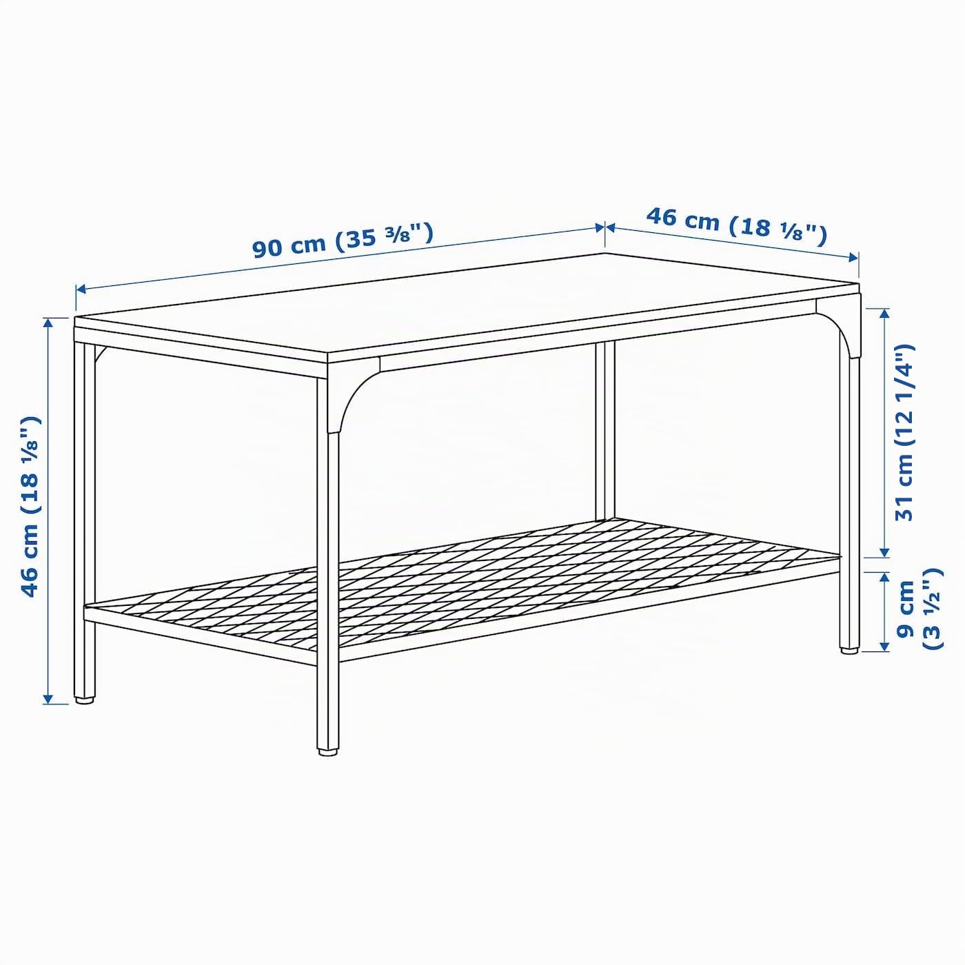 IKEA Fjallbo 703.354.86 Table basse Noir Taille 35 3/8x18 1/8"