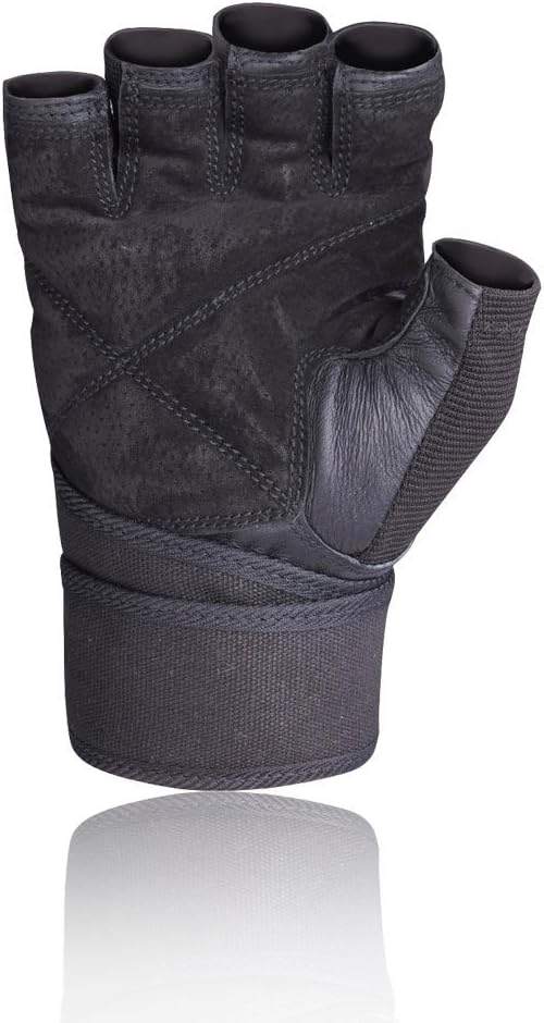 Harbinger Pro Wristwrap Weightlifting Gloves with Vented Cushioned Leather Palm