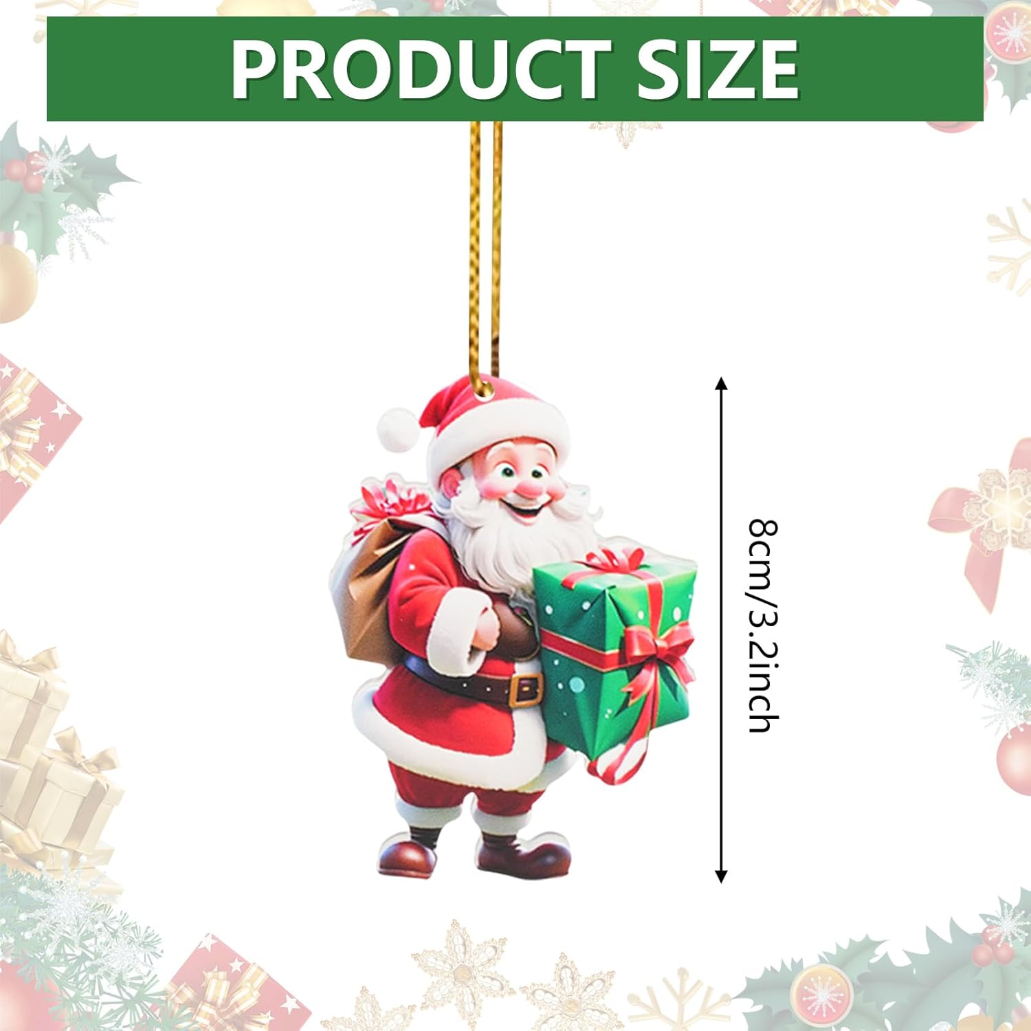 Santa Claus Ornaments 2025 Decoration Hanging Ornament, Acrylic Hanging Holiday Ornament Christmas Tree, Hanging Ornaments Christmas Decor Holiday Party Gifts (Santa Claus D) - Image 3