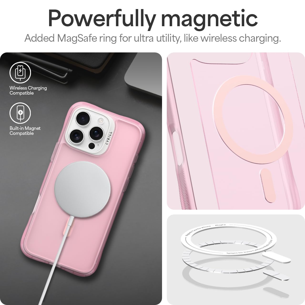 CYRILL Spigen UltraSheer Custodia Per IPhone 16 Pro – Rosa Con Fiocchi, Antimpronta, Protezione Air Cushion