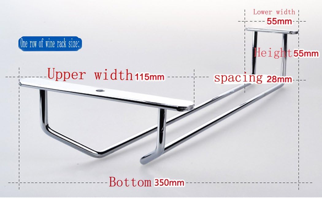 27 cm stainless steel wine glass holder rack, chrome wine glass holders under cabinet, 1 piece (3 rows)