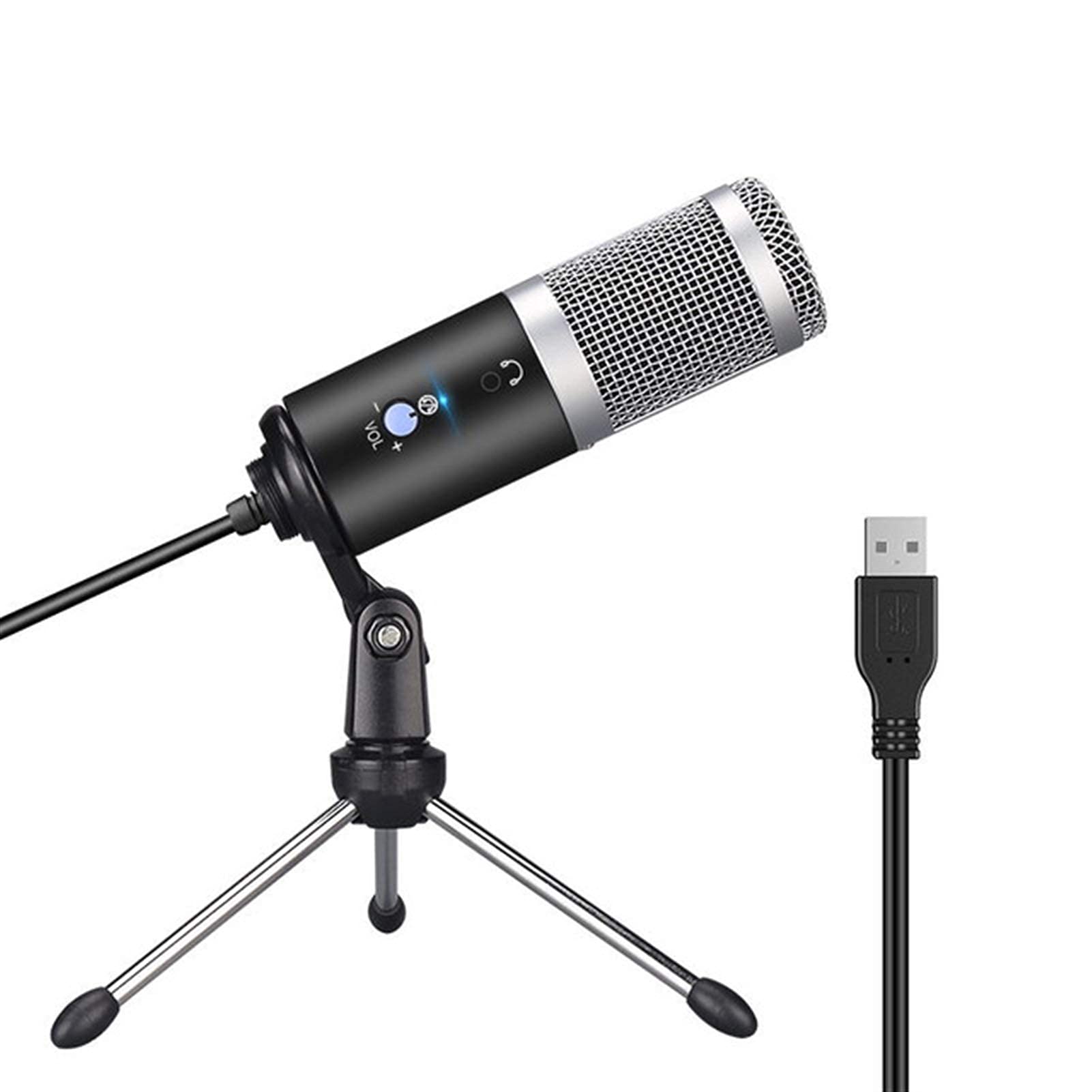 Microfono USB Microfono a condensatore per PC da Gioco, Studio per Karaoke per Computer per Streaming Microfono con Filtro Pop-up,Silver Kits a