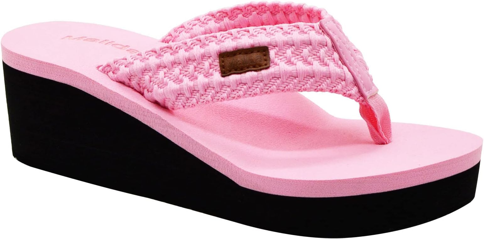 Womens Wedge Arch Support Flip Flops Cushion Soft Rubber Midsole Platform Thong Sandals with Rubber Sole