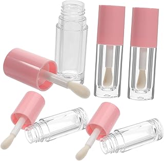 فوميز. 5 قطع من حاويات عينات ملمع الشفاه الصغيرة، حاويات فارغة فارغة لملمع الشفاه ومرطب الشفاه، انابيب ملمع الشفاه ذاتية الصنع، انابيب ملمع الشفاه فارغة شفافة، بلاستيك