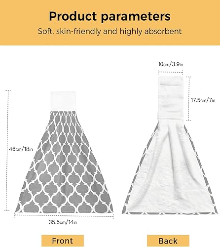 Miniatura 6 de Toallas de cocina colgantes marroquíes para baño, toallas de mano con lazo para colgar, geométrico, clásico, cuadriculado, suave, absorbente, secado
