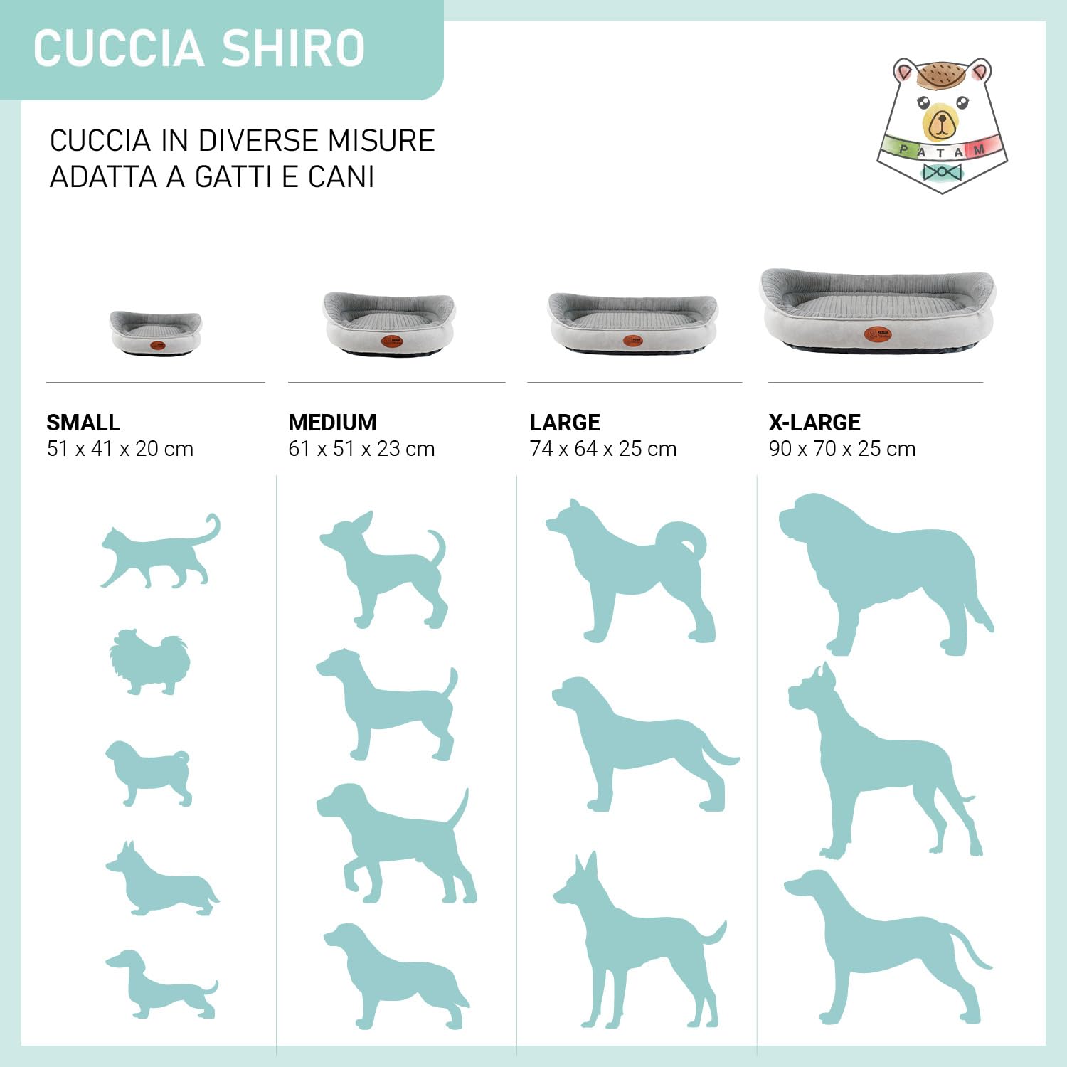 Cama Sofá para Perros y Gatos – con Funda Lavable en Lavadora – Cama Suave con Borde Elevado y Fondo Antideslizante – Shiro Gris Claro, Extra-Large 90 x 70 x 25 cm