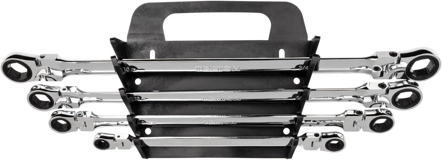 TEKTON Long Flex Ratcheting Box End Wrench Set, 4-Piece (5/16-3/4 in.) - Holder | WRN77062