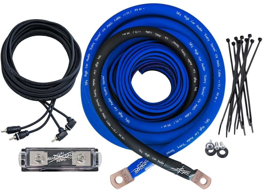 Sky High Car Audio CCA 1/0 E-Series Amp Kit - Blue/Black