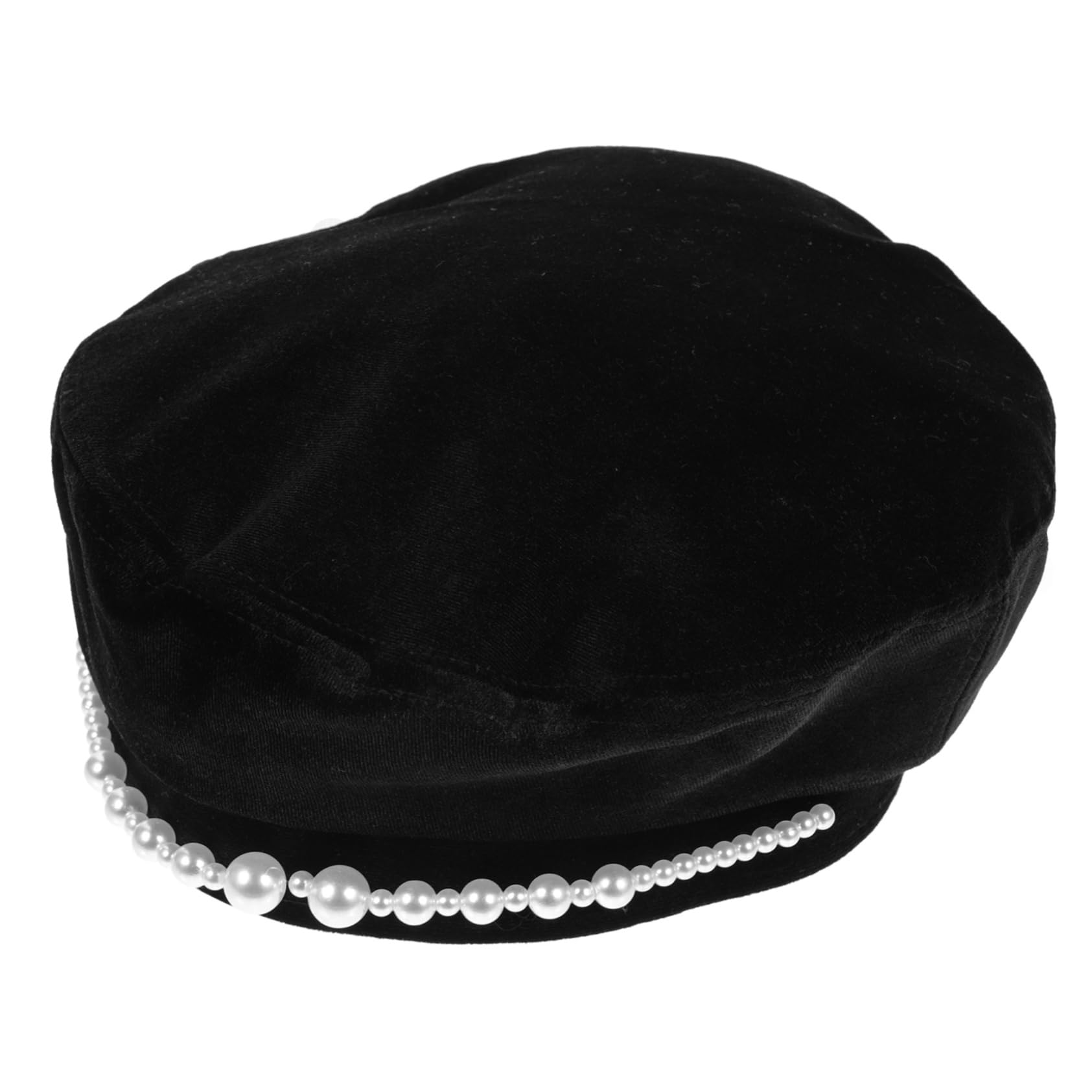 NOLITOY 1Pc Fashion Beret Hat with Pearl Detail Retro Chic Painter Hat for Women