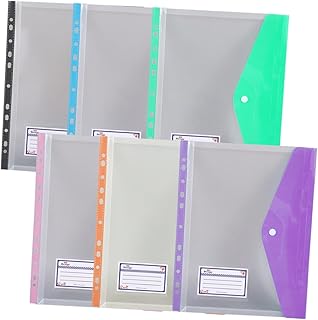 Ciieeo 6Pcs Clipes De Fichário Pastas De Arquivo Divisórias De Fichário Com Bolsos Sacos De Arquivo Práticos Malotes De Fichário De Arquivo Bolsos De Fichário Bolsas De Documentos Sacos