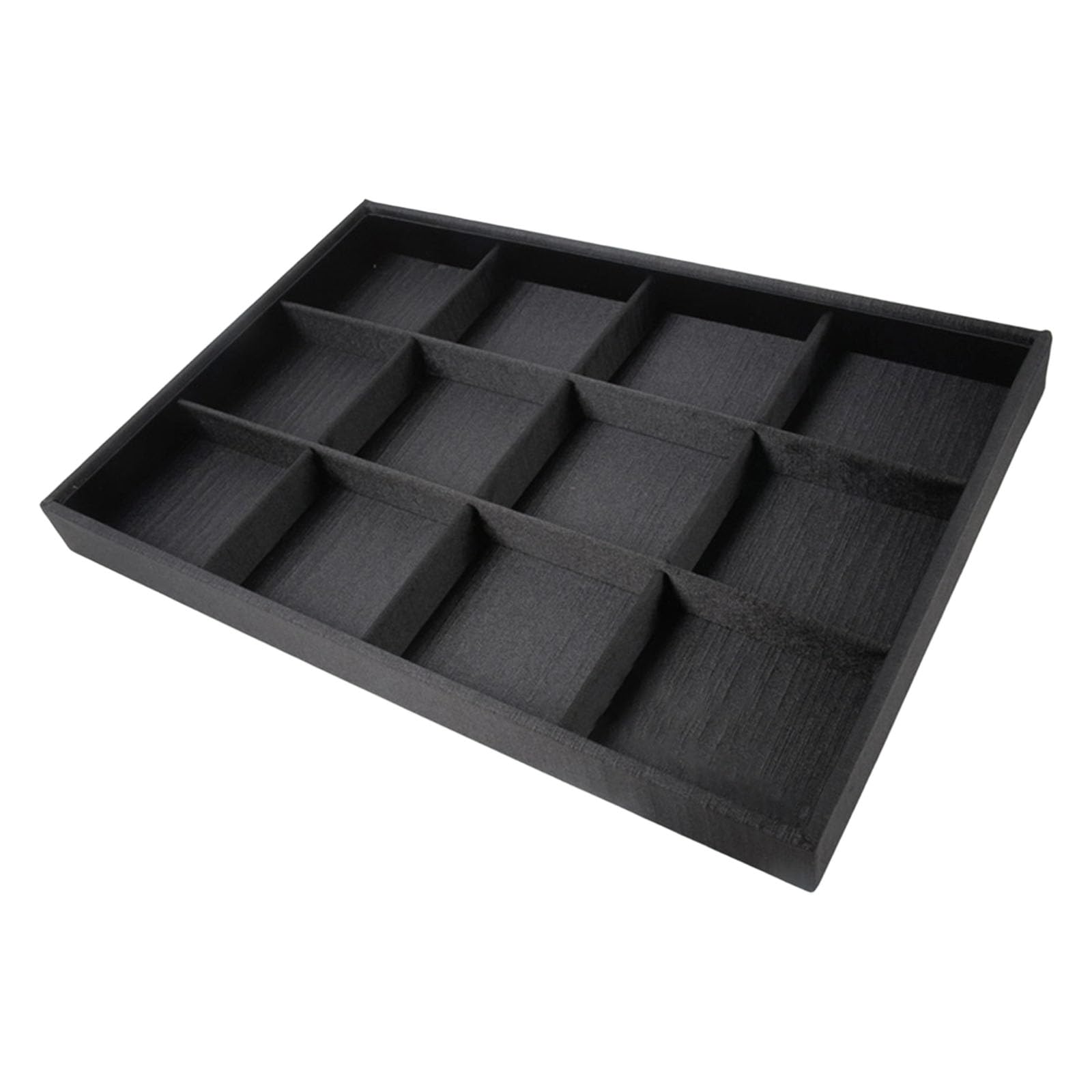 Limtula Black PU Brushed Wood Jewelry Tray with Multiple Compartments for Rings Necklaces and Earrings Display Multiple Compartment Jewelry Planner