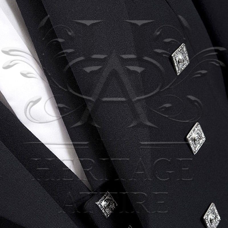 Scottish Handmade Prince Charlie Jacket with 3 Button Waistcoat | Wool Argyle Kilt Jacket2