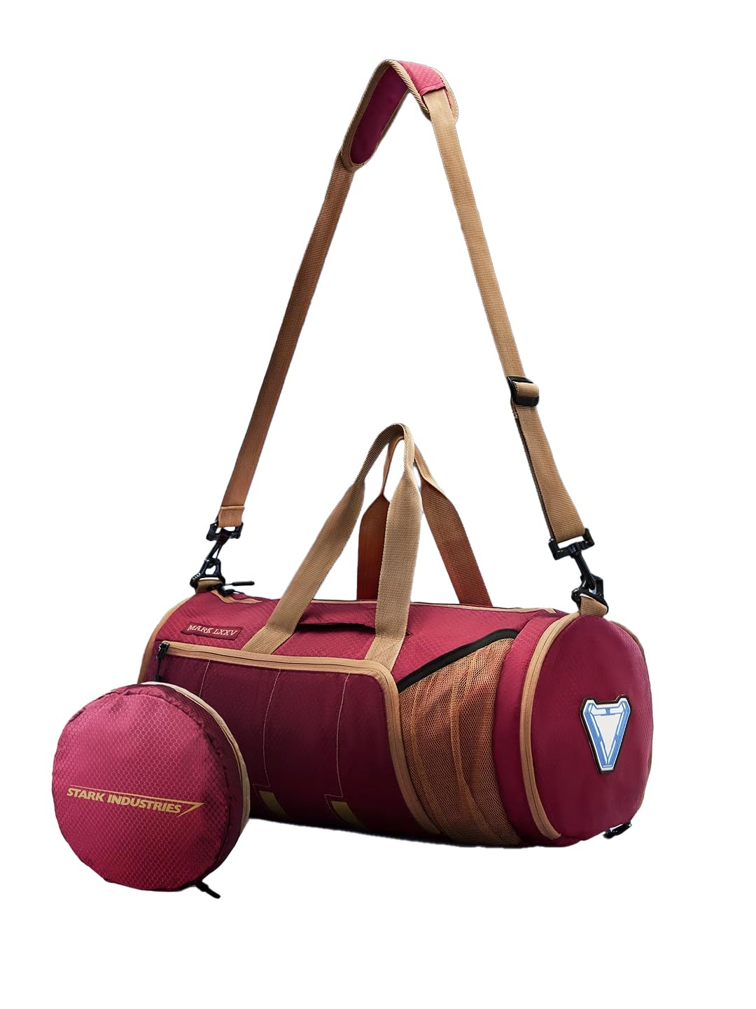 Iron Man: Collapsible Duffle Bag Duffle Bags | 25L Lightweight Gym & Travel Bag for Men & Women | Foldable Carry-On with Dedicated Shoe Compartment – Red & Gold-image-25