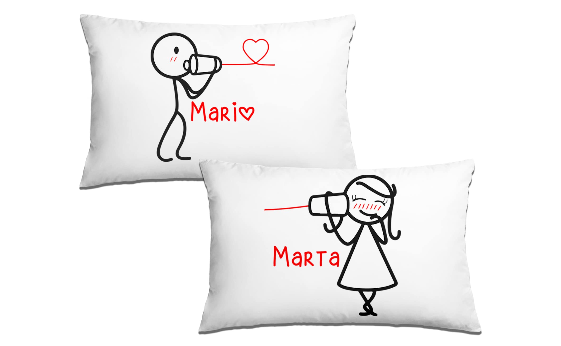 Giwawa Set Di 2 Federe Per Cuscino San Valentino 50x50 Cm - Cuori Rossi E Bianchi, Stampa Su Entrambi I Lati, Morbide In Poliestere
