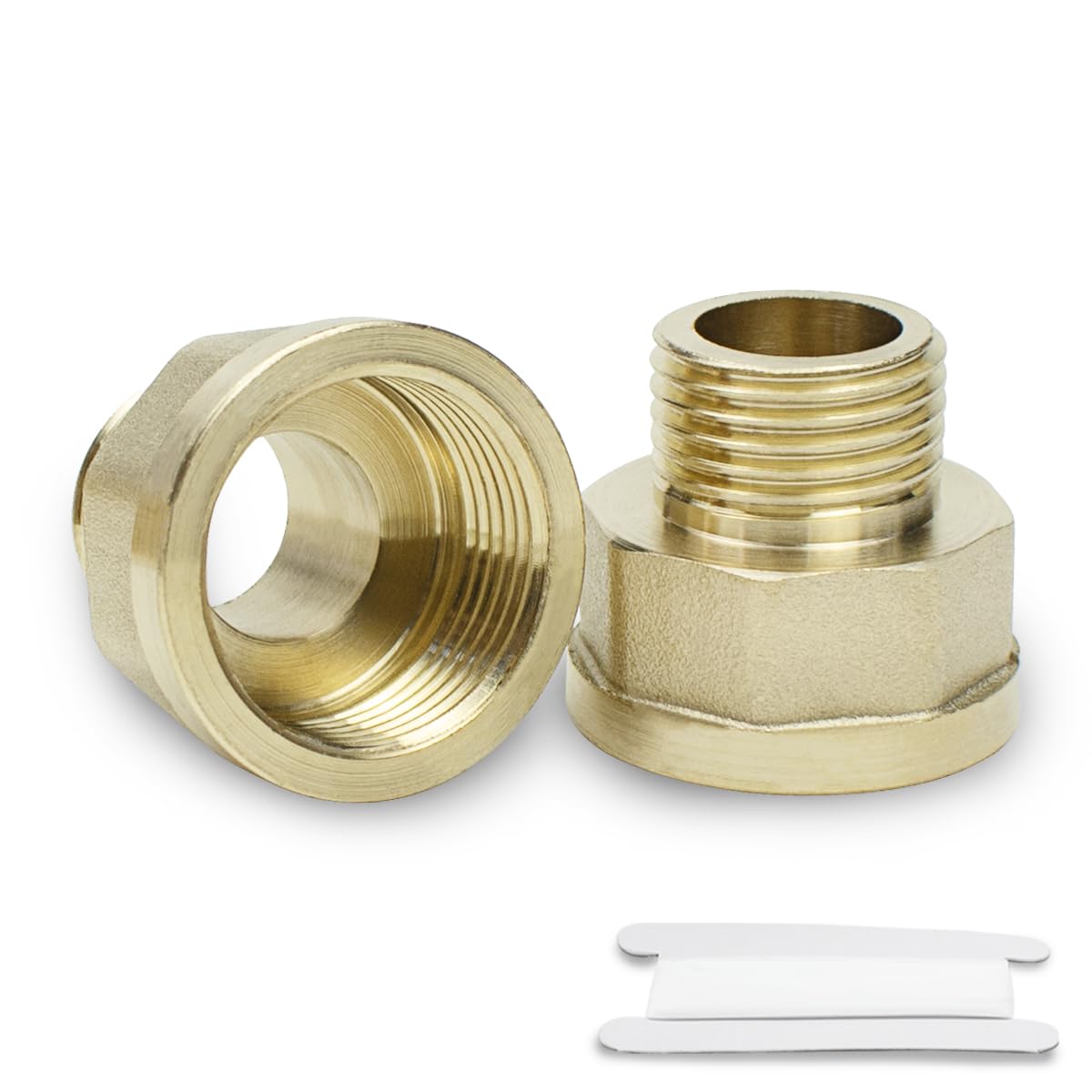 2 Pcs 3/4" Female to 1/2" Male BSP Thread Brass Hex Bushing Reducing Connector for Pipe Connecting Conversion