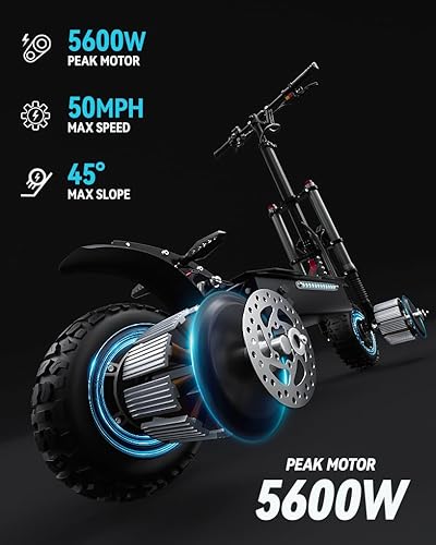 Miniatura 2 de TIFGALOP Adult Electric Scooter 5600W Dual Motor, Maximum Speed 50mph Range 55-65 Miles, Commuter Electric Scooter can be Folded